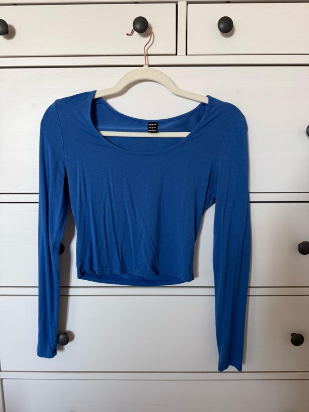 a new day Royal Blue Long Sleeve Scoop Neck Crop Top